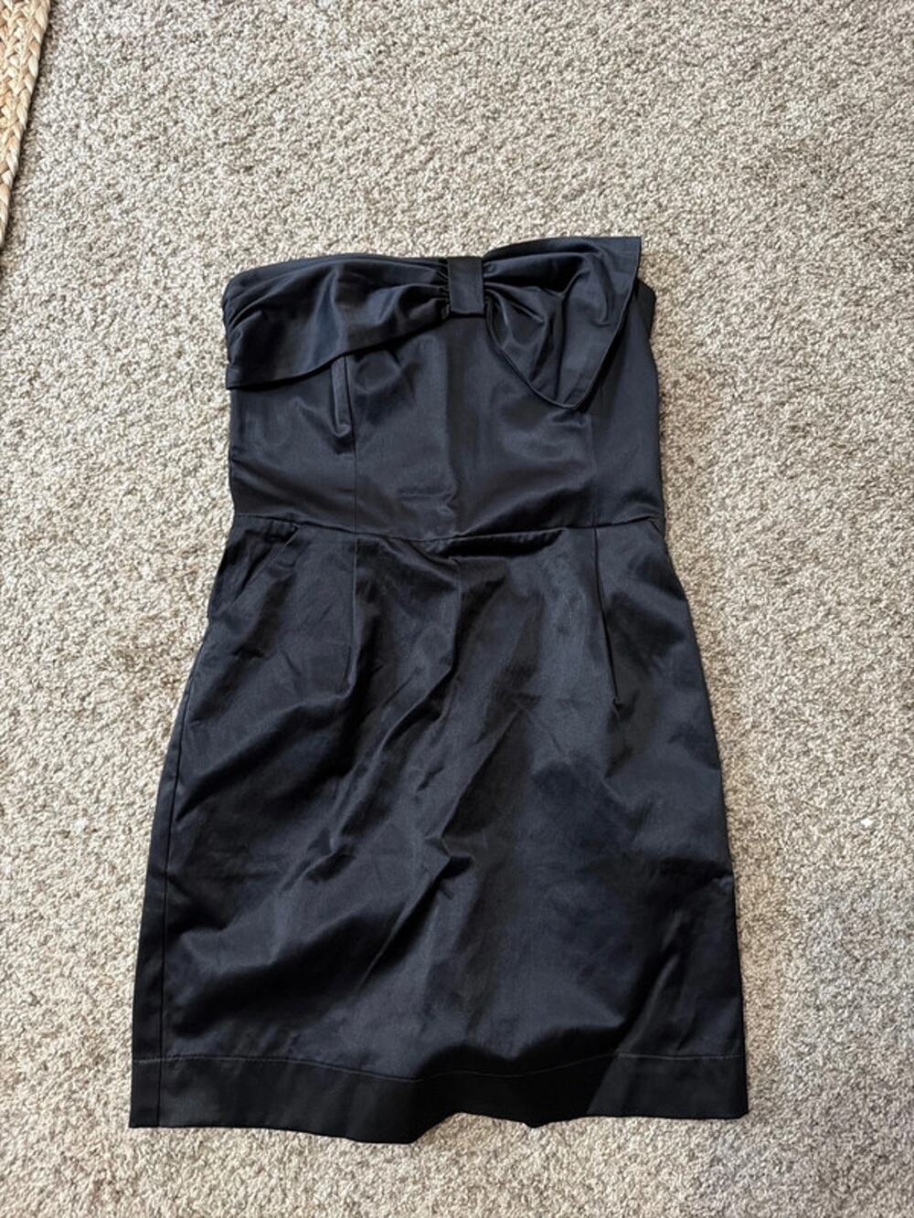 Gregory Black satin strapless dress EUC XS 2948